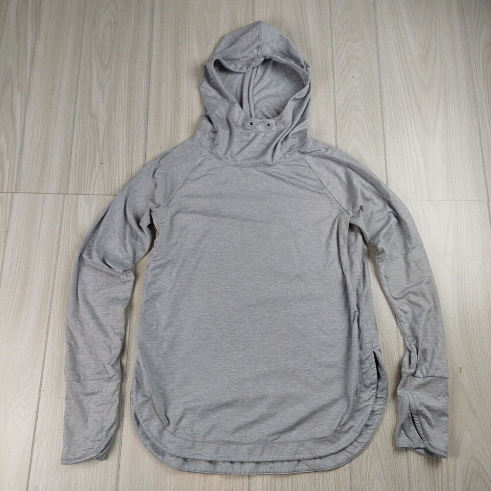 Athleta Uptempo Hoodie Sweatshirt Womens Small Gray‎ Thumb Hole Activewear